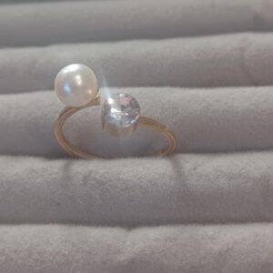 Inel perla piatra cubic zirconia